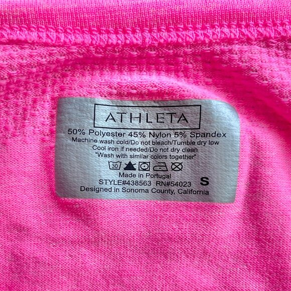 Athleta Fastest Track Ruched Tee Space Dye Pink Size S Activewear Top - Picture 3 of 8